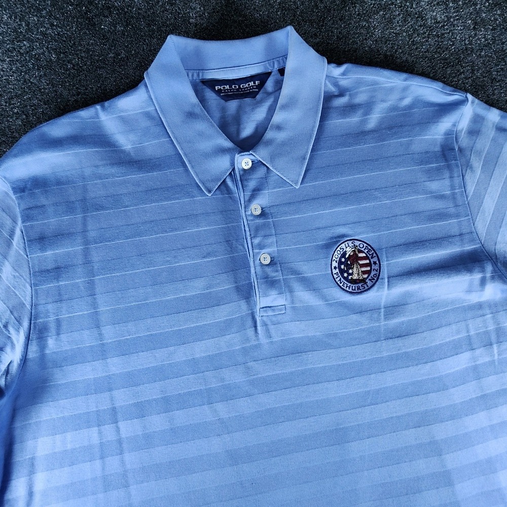 Polo Golf Ralph Lauren Mens XL Blue 2005 US Open Pinehurst No 2 Pima Cotton Polo